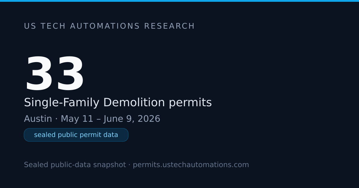 33 Single-Family Demolition Permits in Austin — June 2026